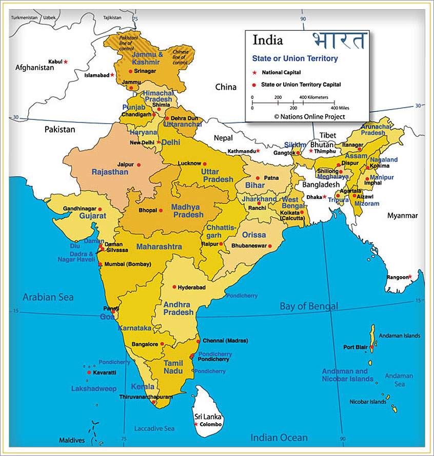 Map of Indian states from